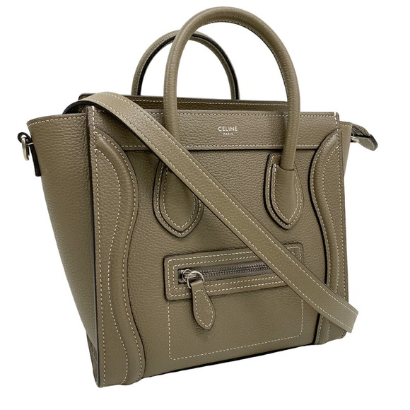 Celine Handbags - Celine Luggage Drummed Calfskin Shoulder Bag Suri Beige